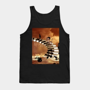 Dancing on a piano with clef Tank Top